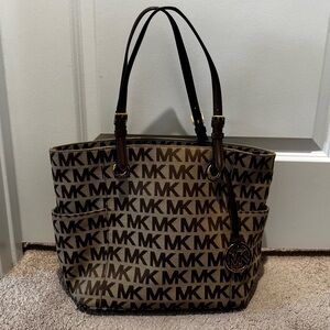 Michael Kors canvas top handle bag jet set tote bag